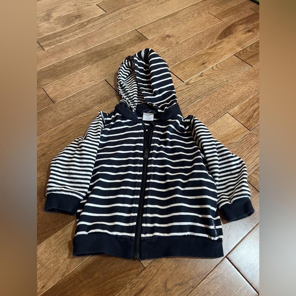 Polarn O Pyret 100% Cotton Zip Up Jacket With Removable Hood Unisex 1.5-2 Years